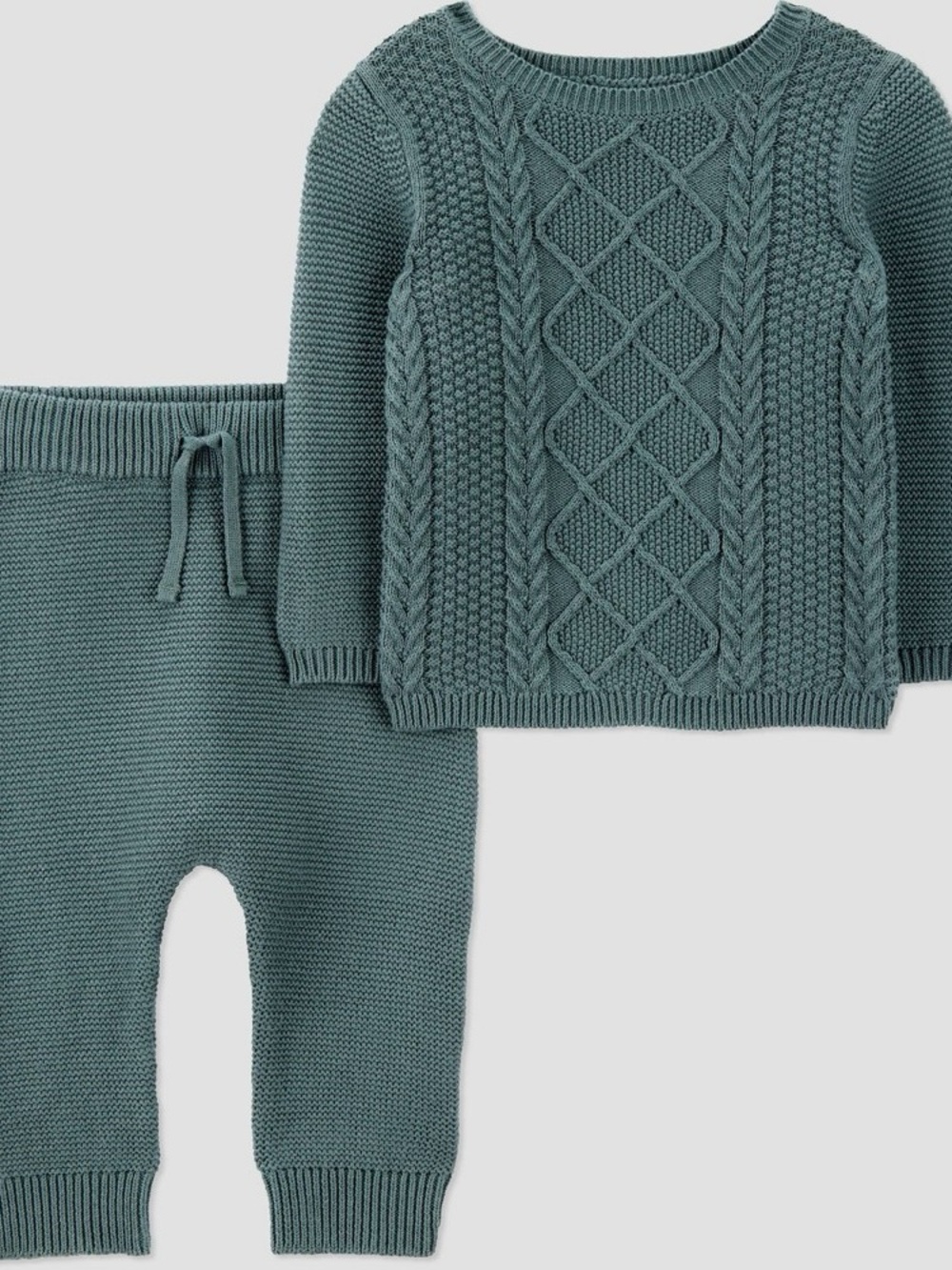 Carter's Just One You Baby Boys' 2pc Cable Knit Sweater Set - Green Newborn